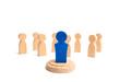 © Andrii Yalanskyi - The leader from the rostrum speaks a speech addressing a crowd of people. Business concept of leader and leadership qualities, crowd management, political debate and elections. Business management.