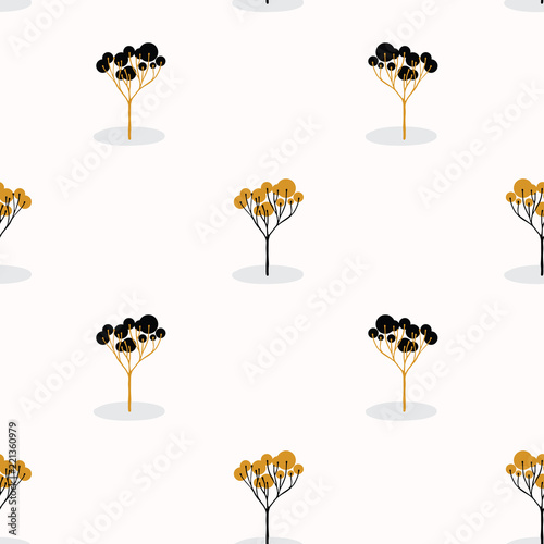 Fotografija Stylized Tree Wood Repeating Seamless Pattern, Hand Drawn Vintage Style Nature l