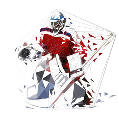 Wall Mural - Hockey goalie, geometric vector illustration. Ice hockey player, low poly