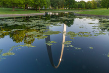 Reflection Of Gateway Arch In A Still Pond, St. Louis, Missouri