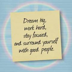 Wall Mural - Dream Big Work Hard Inspirational Quote 