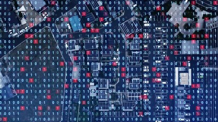 Fototapete - Social infrastructure and communication technology. IoT(Internet of Things). Autonomous transportation.