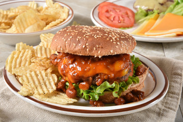 Canvas Print - Homemade chili cheeseburger