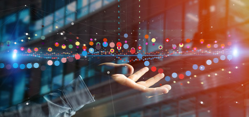 Poster - man holding a business stock exchange trading data information