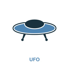 Ufo icon in 2 color design. Pixel perfect simple pictogram ufo icon from space icon collection. UI. Web design, apps, software, print usage.