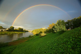Fototapeta Tęcza - summer landscape with a rainbow