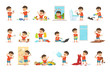 © topvectors - Funny little boy playing games and making mess