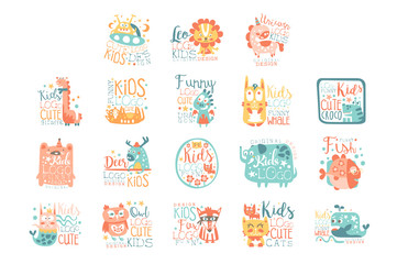 Sticker - Modern logo design for kids with animals and fantasy characters