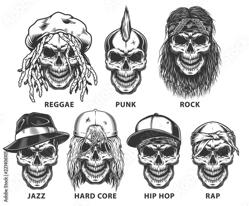 Set of subculture skulls