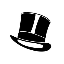 Black Top Hat. Gentleman Cylinder Hat Illustration.