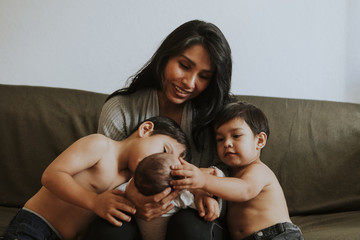 Wall Mural - lifestyle portrait of a brotherly love