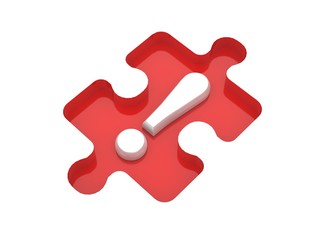Poster - 3d rendering Exclamation sign in puzzle