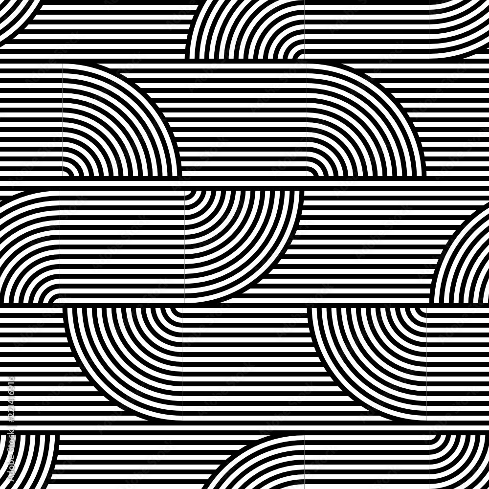 Abstract vector seamless op art pattern. Black and white pop art ...