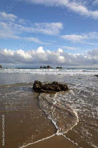 фотография beach playa de aguilar and pena el caballar on the north coast of spain,asturias