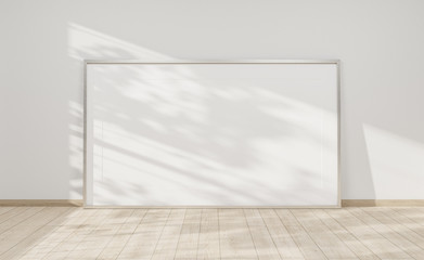 Aufkleber - Large horizontal frame leaning on a white wall 3D rendering