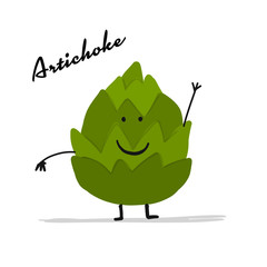 Sticker - Funny smiling artichoke, character for your design