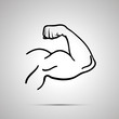 © EvgeniyBobrov - Outline icon of bodybuilder arm with strong biceps with shadow on gray