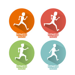 Poster - Set of people running round icons