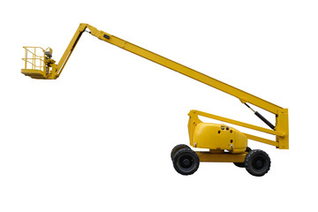 yellow industrial lifter isolated on white background