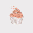 cupcake sketch theme vector art illustration