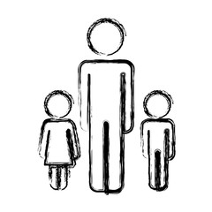 Wall Mural - father with son and daughter figures silhouettes