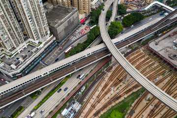 Fototapete - Top view of the train track