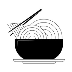 Wall Mural - Noodle on dish in black and white