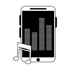 Wall Mural - Smartphone with music in black and white