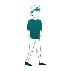 Sticker - Young man faceless avatar blue lines