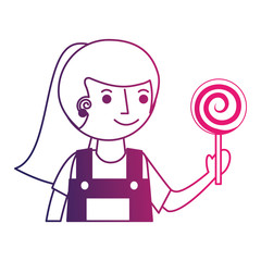 Sticker - cute girl holding sweet lollipop snack