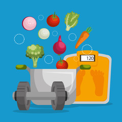 Poster - healthy food and fitness icons