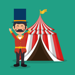 Canvas Print - circus presenter with tent