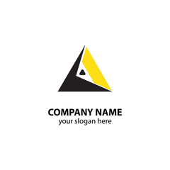 Wall Mural - triangle logo design element with yellow and black color on white background, triangle logo design concept for company