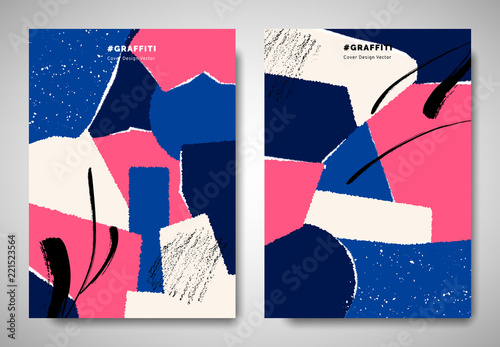 Cover/ invitation card template design, ripped torn paper with abstract hand ...