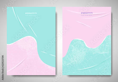 Cover/ invitation card template design, minimalist ripped torn paper, pastel ...