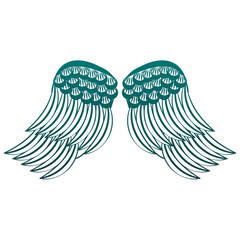 Sticker - Bird wings isolated in blue lines