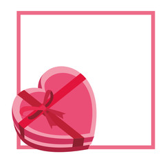 Sticker - Frame with heart shaped giftbox