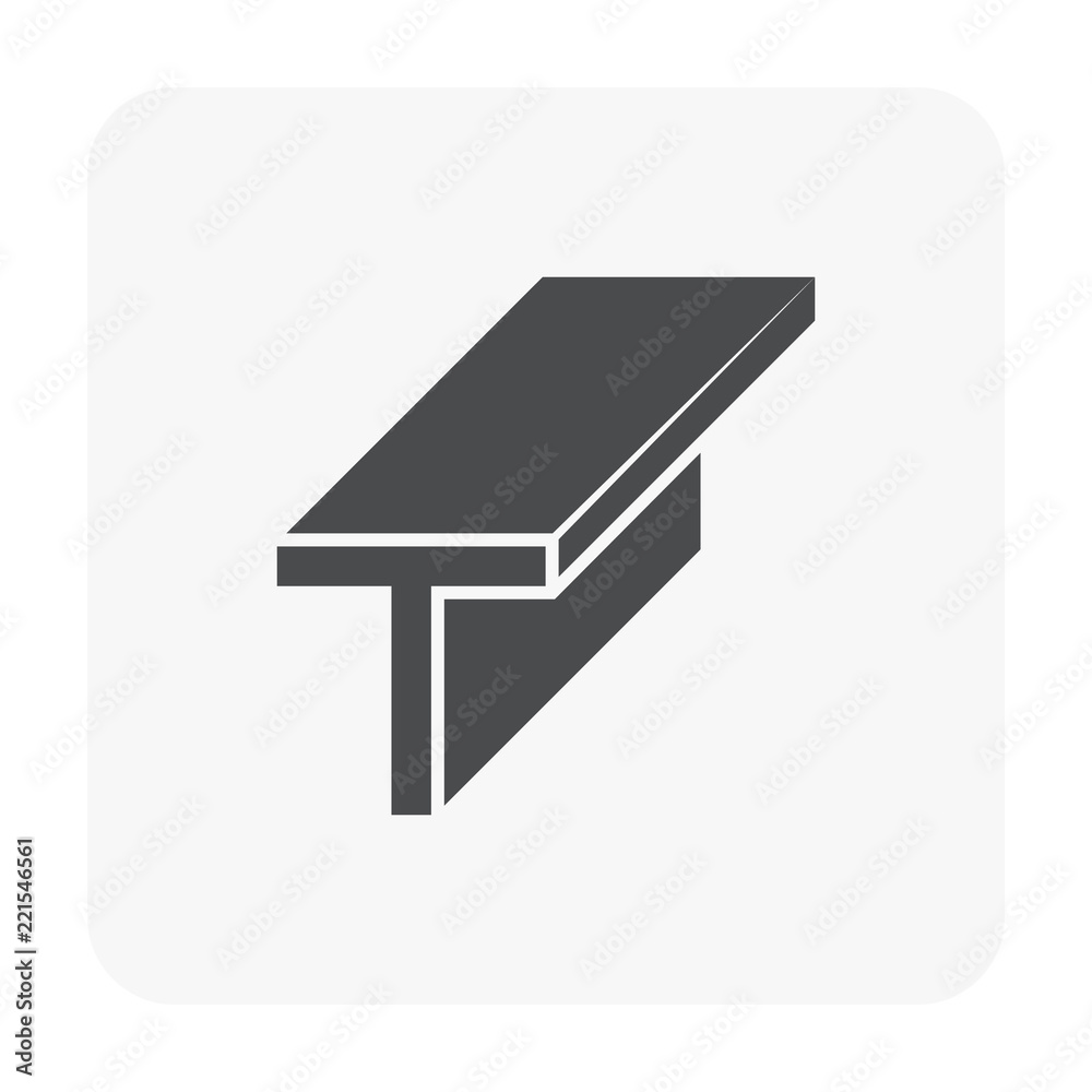 Steel product vector icon. T profile shape. That alloy of iron from ...