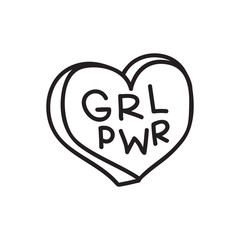 Wall Mural - GRL PWR short quote. Girl Power cute hand drawing illustration