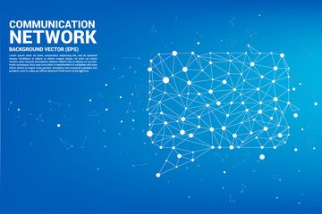 Poster - talk bubble icon with dot and line connections. concept of communication network. 