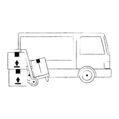 Sticker - delivery service truck with cart