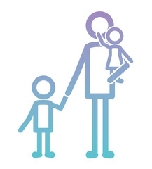 Wall Mural - father with son and daughter figures silhouettes