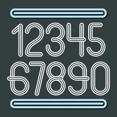 Poster - Vector  trendy numbers collection. Retro numerals from 0 to 9 best for use in poster creation. Created using triple stripy, parallel lines.