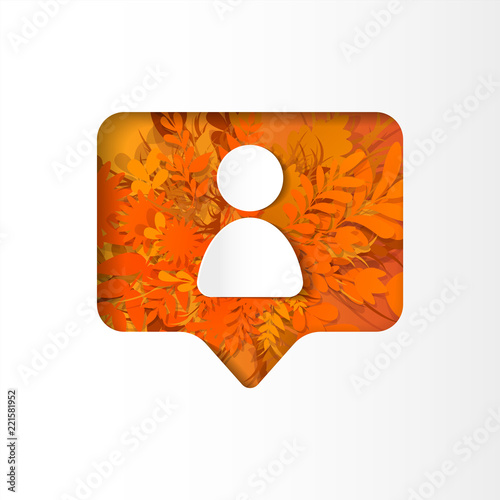 Fotografija Social network orange icon follower, new subscriber with white plants, grass, le