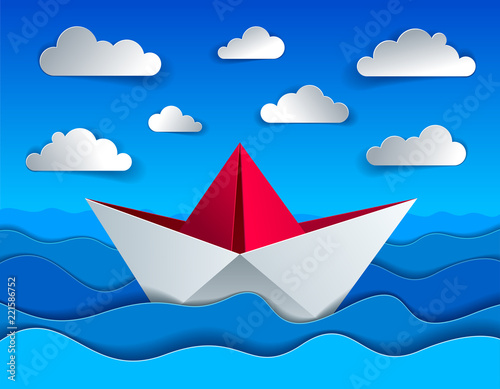 Origami paper ship toy swim...