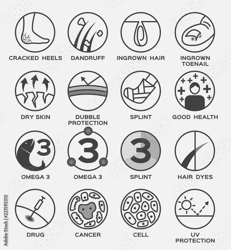 All Skin Vector Icon Cracked Heels Dandruff Ingrown Hair Toenail