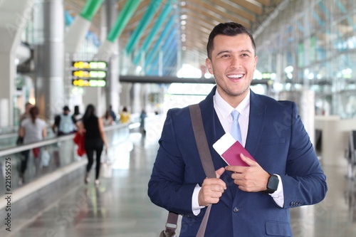 Fotografía Foreign businessman happy with his legal work permit
