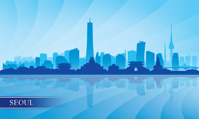 Wall Mural - Seoul city skyline silhouette background