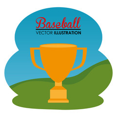 Sticker - baseball sport with trophy cup