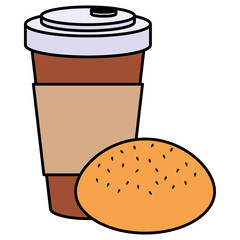 Poster - coffee drink with bread